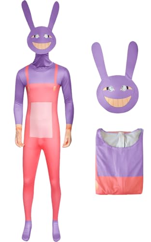 YEAJION Herren Jax Cosplay Kostüm Set Jumpsuits und Masken Anime The Amazing Digital Circus Verkleidung Jax Cosplay Costume Halloween Karneval Party Bühnenauftritt Kostüm für Erwachsene von YEAJION