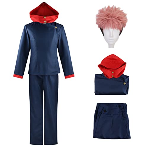 YEAJION Komplettes Cosplay Set mit Perücke: Itadori Yuji Kostüm für Männer - Anime Jujutsu Kaisen - Schuluniform Halloween Karneval Party Kostüm für Erwachsene YEAJION Komplettes Cosplay Set mit Perücke: Itadori Yuji Kostüm für Männer - Anime Jujutsu Kaisen - Schuluniform Halloween Karneval Party Kostüm für Erwachsene von YEAJION