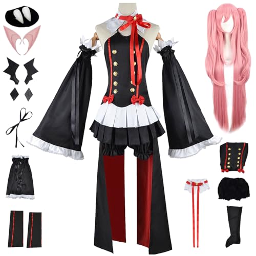 YEAJION Krul Tepes Cosplay Kostüm Komplettes Set mit Perücke Anime Seraph of The end Cosplay Krul Verkleidung Gothic Lolita Kleid Halloween Karneval Party Bühnenauftritt Kostüm Erwachsene von YEAJION