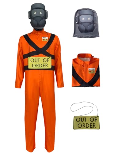 YEAJION Lethal Company Kostüm Orange Jumpsuits und Masken Spiel Verkleidung Lethal Company Cosplay Uniform Halloween Karneval Weihnachten Party Bühnenauftritt Costume für Erwachsene von YEAJION