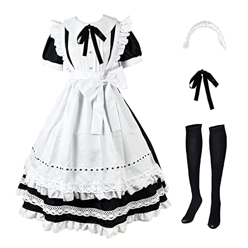 YEAJION Maid Dress Anime Maid Kleid Tradition Britisches Dienstmädchen Kostüm Niedliche Lolita Kleid Halloween Karneval Party Cosplay Maid Kostüm Lang YEAJION Maid Dress Anime Maid Kleid Tradition Britisches Dienstmädchen Kostüm Niedliche Lolita Kleid Halloween Karneval Party Cosplay Maid Kostüm Lang von YEAJION