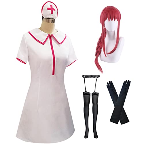 YEAJION Makima Cosplay Kostüm mit Perücke Anime Chainsaw Man Cosplay Kostüm Makima Cosplay Outfit Complete Set Halloween Karneval Party Kostüm für Erwachsene von YEAJION