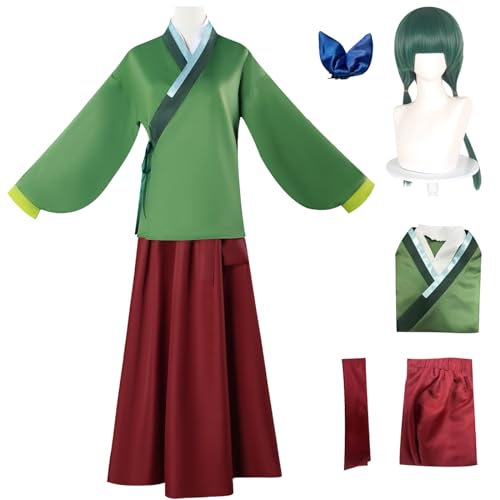 YEAJION Maomao Cosplay Kostüm Komplettes Set mit Perücke Anime The Apothecary Diaries Cosplay Verkleidung Maomao Kostüm Hanfu Halloween Karneval Party Bühnenauftritt Kostüm für Erwachsene von YEAJION