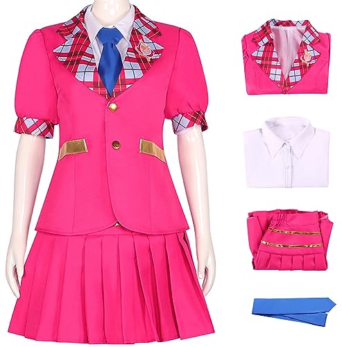 YEAJION Princess Charm School Kostüm Damen Cosplay Delancey Devin Princess Sophia Komplette Schuluniformen für Erwachsene Halloween Karneval Geburtstag Party Costume Blau und Rosa von YEAJION