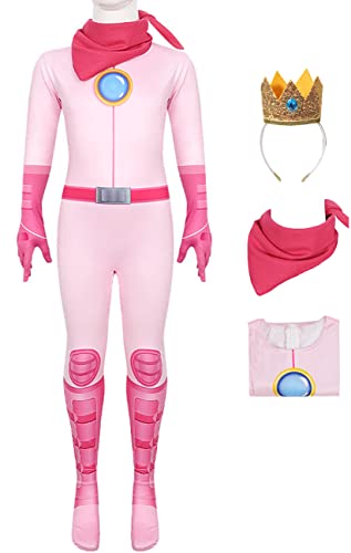 YEAJION Prinzessin Peach Cosplay Kostüm Damen Mädchen Jumpsuit und Halstuch Krone 3 Stück Anzug für Erwachsene Kinder Verkleidung Halloween Weihnachten Karneval Geburtstagsfeier Outfits Rosa YEAJION Prinzessin Peach Cosplay Kostüm Damen Mädchen Jumpsuit und Halstuch Krone 3 Stück Anzug für Erwachsene Kinder Verkleidung Halloween Weihnachten Karneval Geburtstagsfeier Outfits Rosa von YEAJION