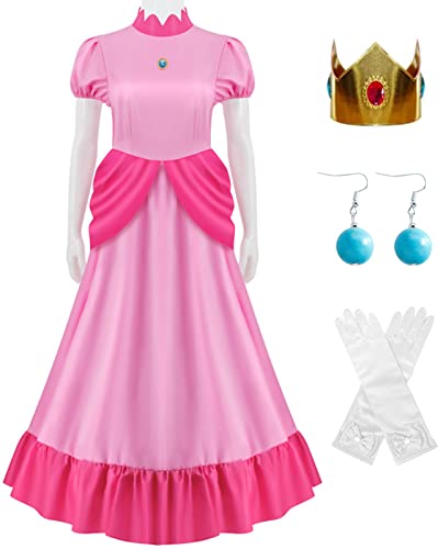 YEAJION Prinzessin Peach Kostüm Mädchen Damen Cosplay Prinzessin Daisy Prinzessin Rosalina Maxikleid und Krone Ohrringe Handschuhe Set Halloween Weihnachten Karneval Verkleidung Festkleid Anzug YEAJION Prinzessin Peach Kostüm Mädchen Damen Cosplay Prinzessin Daisy Prinzessin Rosalina Maxikleid und Krone Ohrringe Handschuhe Set Halloween Weihnachten Karneval Verkleidung Festkleid Anzug von YEAJION