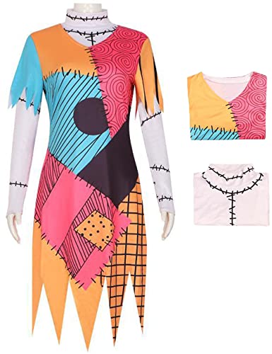 YEAJION Sally Kostüm Damen Cosplay Film Jack Skellington Skelett Braut Gedruckt Kleider und Perücke für Erwachsener Verkleidung Halloween Party Weihnachtskarneval Anzug Geschenk Höhe 150-180 cm YEAJION Sally Kostüm Damen Cosplay Film Jack Skellington Skelett Braut Gedruckt Kleider und Perücke für Erwachsener Verkleidung Halloween Party Weihnachtskarneval Anzug Geschenk Höhe 150-180 cm von YEAJION