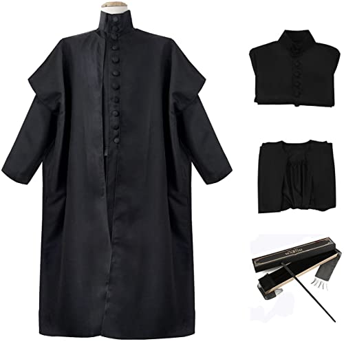 YEAJION Severus Snape Kostüm Erwachsene Cosplay Film Magie Schule Zauberer Uniform Mantel Jacke 2 Stück Komplette Anzug für Herren Halloween Karneval Geburtstag Party Costume und Zauberstäbe YEAJION Severus Snape Kostüm Erwachsene Cosplay Film Magie Schule Zauberer Uniform Mantel Jacke 2 Stück Komplette Anzug für Herren Halloween Karneval Geburtstag Party Costume und Zauberstäbe von YEAJION