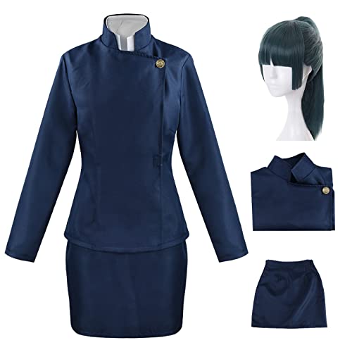 YEAJION Zenin Maki Cosplay Kostüm Komplettes Set mit Perücke Anime Jujutsu Kaisen Cosplay Verkleidung Maki Zenin Cosplay Schuluniform Halloween Karneval Party Kostüm Erwachsene YEAJION Zenin Maki Cosplay Kostüm Komplettes Set mit Perücke Anime Jujutsu Kaisen Cosplay Verkleidung Maki Zenin Cosplay Schuluniform Halloween Karneval Party Kostüm Erwachsene von YEAJION
