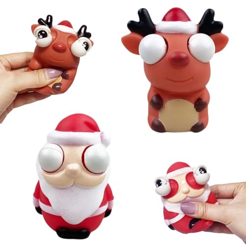 Squishy Weihnachten, 2 PCS Augen Drücken Spielzeug, Squeeze Toy Kinder, Weihnachtsthemen Squishy Toys, Squeeze Spielzeug Weihnachtsmann, Elch, Geschenke für Geburtstage, Partys (2PCS) von YEAMLTE