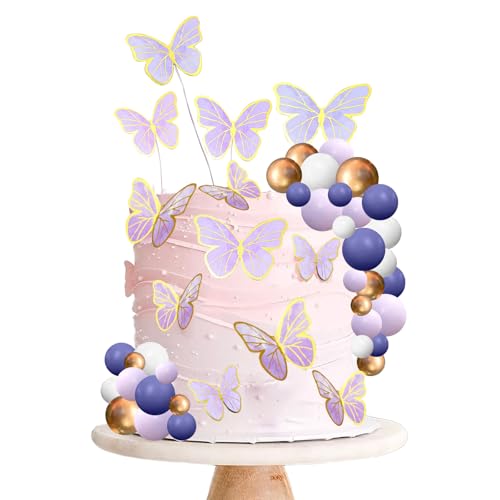 Tortendeko Schmetterling, 43 PCS Schmetterling Deko Torte, Tortendeko Kugeln, Torten Deko Mädchen, Kuchen Deko für Geburtstage, Feiertage, Hochzeiten, Babypartys (B) von YEAMLTE