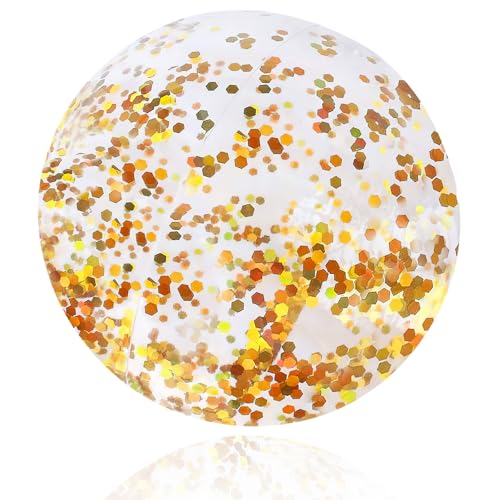 Wasserball Aufblasbar Groß, 20 Zoll Glitter Aufblasbarer Ball, Wasserbälle Kinder, Aufblasbare Glitter Wasserbälle, für Sommeraktivitäten im Freien, Wasserspiele, Schwimmbad-Strandparty (Gold) von YEAMLTE