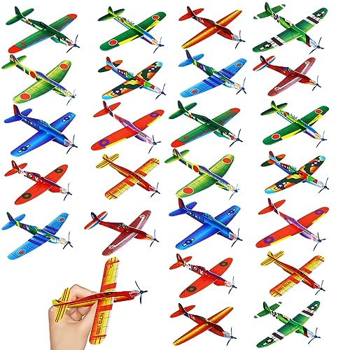 Styroporflieger Set, Gemischte einzeln verpackte Gleitflugzeuge, Styroporgleiter Gleiter Flieger Wurfgleiter, Klassiker Mitgebsel für den Kindergeburtstag, Ideal für Flugbegeisterte (24 Stücke) von YEAPEAK