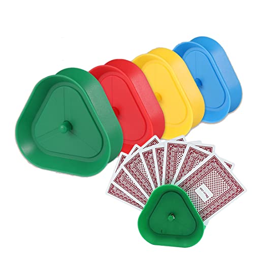 YEAPEAK 4 Stück Spielkartenhalter Aus Kunststoff - Dreieckiger Kartenhalter Für Spielkarten, Dreieck Spielkarten Halter, Kartenhalter Spielkarten Für Kinder Und Erwachsene, Praktisch Und Bequem von YEAPEAK