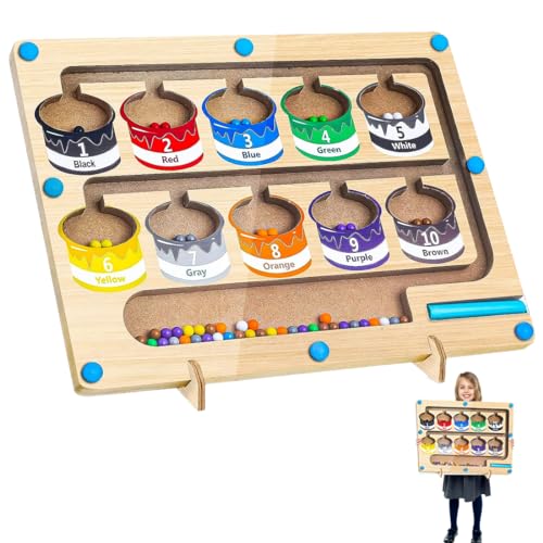 YEAPEAK Labyrinth Zahl Labyrinth, Magnetic Game, Farben Lernen Sortierspiel, Montessori Spielzeug, Magnetische Alphabet Labyrinth, Magnete Kinder Motorikspielzeug Geschenk, Für Mädchen Und Jungen von YEAPEAK