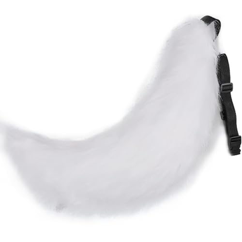 YEEFAIRY Fuchsschwanz Cosplay-Zubehör 70cm Flauschiger Anime Hund/Wolf-Schwanz mit biegsamer Drahtkern Natürliche Farbverläufe für Kitsune-Kostüm Karneval und Party, Weiß von YEEFAIRY