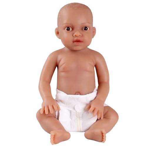 YEEFAIRY Ganzkörper-Puppe aus Platin-Silikon, 43,2 cm, realistische Tan Boy Babypuppen, lebensechte weiche Silikon-Lehr-Sammelpuppe, schöne Geschenke für Eltern, Kinder, Erwachsene von YEEFAIRY