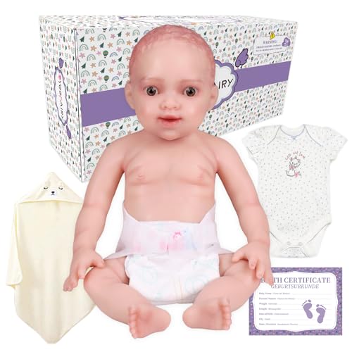 YEEFAIRY Realistische Silikon Reborn Babypuppe 43cm 2,9kg Lebensechte Gemischt Ethnien Afroamerikanisch Neugeboren Mädchen mit Geöffneten Augen (kein Vinyl) Baby Girl Emotionspuppe für Paare, Hell von YEEFAIRY