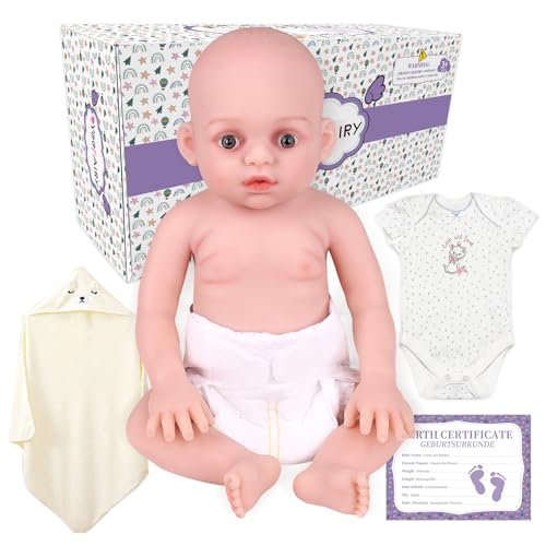 YEEFAIRY Realistische Silikon Reborn Babypuppe 44cm 2,9kg Lebensecht Neugeboren Mädchen mit Geöffneten Augen (kein Vinyl) Baby Girl Emotionspuppe für Paare mit Unerfülltem Kinderwunsch, Hell von YEEFAIRY