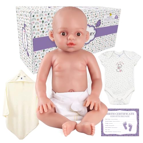 YEEFAIRY Realistische Silikon Reborn Babypuppe 44cm 2,9kg Lebensecht Neugeboren Mädchen mit Geöffneten Augen (kein Vinyl) Baby Girl Emotionspuppe für Paare mit Unerfülltem Kinderwunsch, Natur von YEEFAIRY
