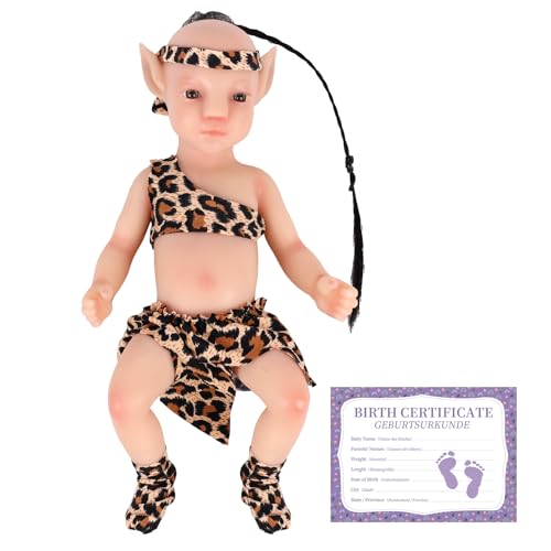YEEFAIRY Vollsilikon Realistische Elfenkind Aviytahr Babypuppe 31cm mit Geöffneten Augen & Feenhaften Ohren Charakteristisch Geformt Junge Elfenbaby Spitz Elfenohren (Helle Haut, mit Haare) von YEEFAIRY