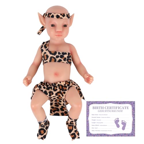 YEEFAIRY Vollsilikon Realistische Elfenkind Aviytahr Babypuppe 31cm mit Geöffneten Augen & Feenhaften Ohren Charakteristisch Geformt Junge Elfenbaby Spitz Elfenohren (Natürlich, Ohne Haare) von YEEFAIRY
