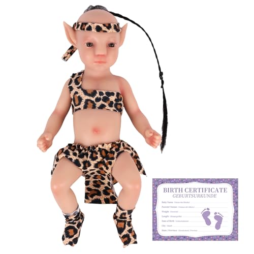 YEEFAIRY Vollsilikon Realistische Elfenkind Aviytahr Babypuppe 31cm mit Geöffneten Augen & Feenhaften Ohren Charakteristisch Geformt Junge Elfenbaby Spitz Elfenohren (Natürlich, mit Haare) von YEEFAIRY