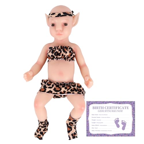 YEEFAIRY Vollsilikon Realistische Elfenkind Aviytahr Babypuppe 31cm mit Geöffneten Augen & Feenhaften Ohren Charakteristisch Geformt Mädchen Elfenbaby Spitz Elfenohren (Helle Haut, Ohne Haare) von YEEFAIRY