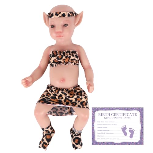 YEEFAIRY Vollsilikon Realistische Elfenkind Aviytahr Babypuppe 31cm mit Geöffneten Augen & Feenhaften Ohren Charakteristisch Geformt Mädchen Elfenbaby Spitz Elfenohren (Natürlich, Ohne Haare) von YEEFAIRY