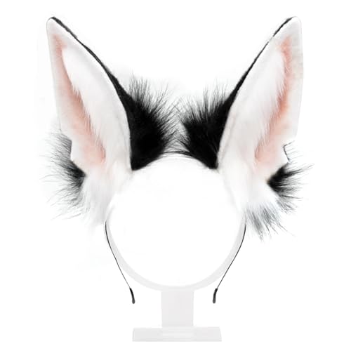 Yeefairy Realistische Tierohren-Haarklammer für Cosplay Flauschige verstellbare Hunde/Wolfs-Ohren Anubis Cosplay Metall-Ohrringe Accessoires für Anime und Parties, Schwarz-Weiß Yeefairy Realistische Tierohren-Haarklammer für Cosplay Flauschige verstellbare Hunde/Wolfs-Ohren Anubis Cosplay Metall-Ohrringe Accessoires für Anime und Parties, Schwarz-Weiß von YEEFAIRY