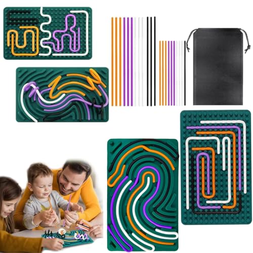 YEENAIV 2PCS Silicone Sensorik Activity Board Sensory Fidget Board Sensorisches Spielzeug Aktivitätsbrett für Kinder 3+ zur Beruhigung Angstzuständen Sensorischen Spielzeuge mit 22 Schnüren(Grüner) von YEENAIV