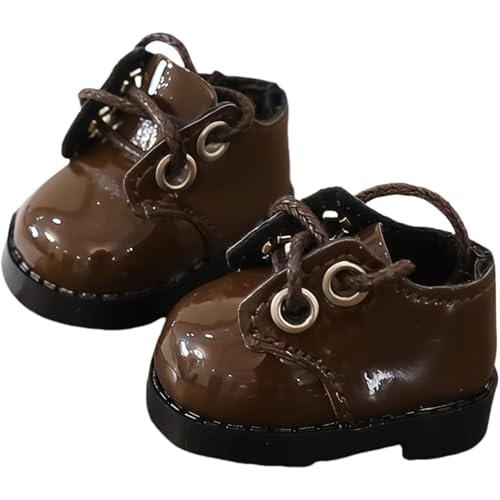Puppenschuhe, 1 Paar, passend für 15 cm und 17 cm Puppenschuhe, amerikanische Puppenzubehör, Puppenkleidung, Schuhe-Set, Ersatz (C-Lederschuhe, braun) von YEHOOM
