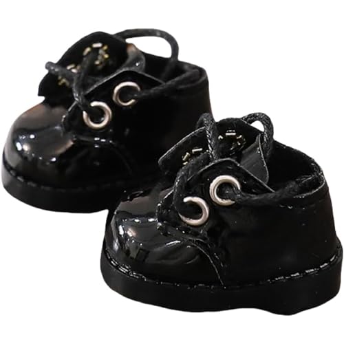 Puppenschuhe, 1 Paar, passend für 15 cm und 17 cm Puppenschuhe, amerikanische Puppenzubehör, Puppenkleidung, Schuhe-Set, Ersatz (C-Lederschuhe, schwarz) von YEHOOM