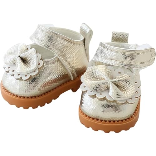 Puppenschuhe, 1 Paar, passend für 15 cm und 17 cm große Puppenschuhe, amerikanische Puppenzubehör, Puppenkleidung, Schuhe-Set, Ersatz (D-Prinzessinnenschuhe, Gold) von YEHOOM