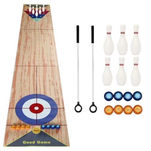 3 in 1 Shuffleboard Bowling, Shuffle Board, Shuffleboard Tischset 360x57cm, Tragbares Shuffleboard Tischkegelspiel Curling Spiel mit 6 Bowling, 8 Scheiben und 2 Puttern für Kinder Familie Party 3 in 1 Shuffleboard Bowling, Shuffle Board, Shuffleboard Tischset 360x57cm, Tragbares Shuffleboard Tischkegelspiel Curling Spiel mit 6 Bowling, 8 Scheiben und 2 Puttern für Kinder Familie Party von YEITBY