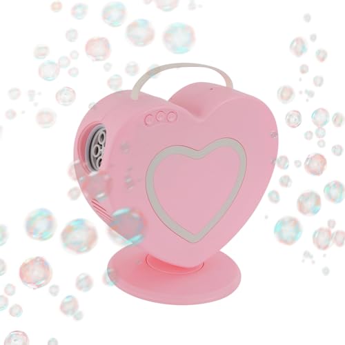 Automatische Seifenblasenmaschine, 90°/360°Drehbar Seifenblasen Maschine, mit LED Wiederaufladbar Seifenblasenmaschine, Blasenmaschine Tragbare für Geburtstag Freien Hochzeiten (Rosa) von YEITBY
