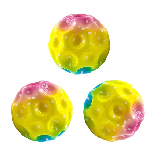 YEJAHY 3 Stück Color Jump Ball, Space Super High Bounce Moon Ball, Bouncing für Kinder, Space Theme Bouncy für Kinderpartygeschenk (Mehrfarbig) von YEJAHY