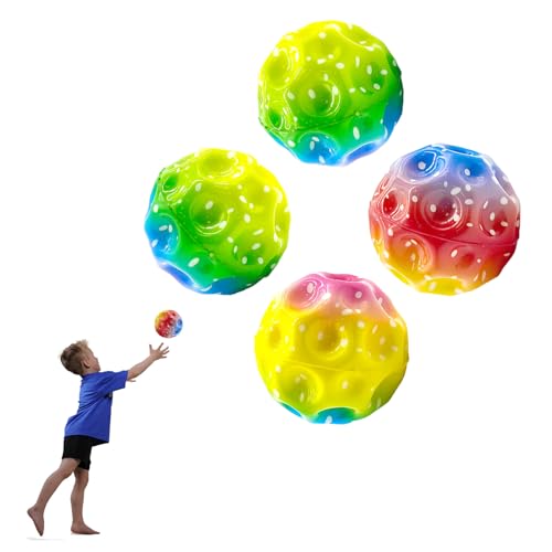 YEJAHY 4 Stück Jump Ball, Moon Bälle,Bounce Ball, Space Theme Bouncy Balls, Mini Bouncing Ball Toy, Bouncing Ball Springball für Kinder, Jump Ball for Kids Party Gift von YEJAHY