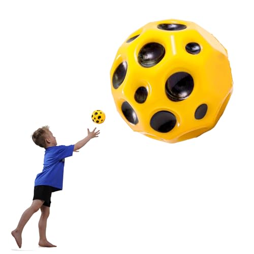 YEJAHY Jump Ball, Mini Bouncing Ball Toy, Space Jump Ball Moon Ball, Bounce Ball Hohe Springender Gummiball Sprünge Gummiball Space Ball Für Kids Party Gift (Gelb) von YEJAHY