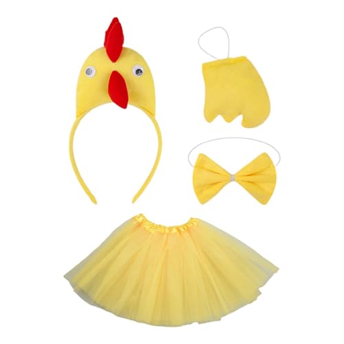 Hühner-Kostüm-Set, Cartoon-Kostüm, für Kinder, Mädchen, niedliches Huhn-Stirnband, Gelb Hühner-Kostüm-Set, Cartoon-Kostüm, für Kinder, Mädchen, niedliches Huhn-Stirnband, Gelb von YEJBBUC
