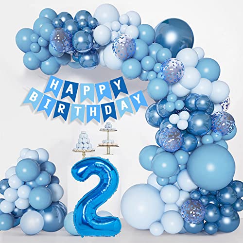 Geburtstagsdeko 2 Jahre Junge, Blau 2 Geburtstag Deko, Deko 2. Geburtstag Junge, Luftballons Blau Latex, Luftballon 2. Geburtstag, Kindergeburtstag Deko für Geburtstag 2 Jahre Junge, Babyparty Deko von YEJIKJ