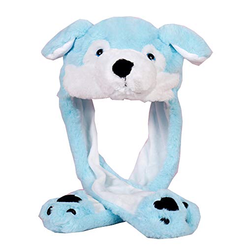 YEKEYI Hase mit Ohren, springender Kaninchenhut, Tierhut, Pop-Up-Ohren, Plüschhase, Mütze für Frauen und Mädchen, Hund blau, One size YEKEYI Hase mit Ohren, springender Kaninchenhut, Tierhut, Pop-Up-Ohren, Plüschhase, Mütze für Frauen und Mädchen, Hund blau, One size von YEKEYI