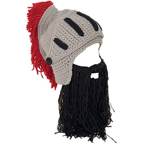 YEKEYI Lustige Ritterhelm Beanie mit Bart Mütze Handgemachte Strickmütze Winter Dicke Kappe Oktopus Hut Halloween Cosplay Skimaske, 05schwarz, Einheitsgröße YEKEYI Lustige Ritterhelm Beanie mit Bart Mütze Handgemachte Strickmütze Winter Dicke Kappe Oktopus Hut Halloween Cosplay Skimaske, 05schwarz, Einheitsgröße von YEKEYI