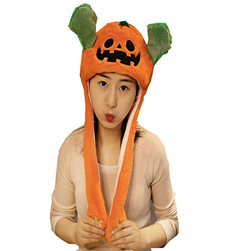 YEKEYI Springmütze für Damen und Mädchen, mit Ohren, Tierhut, Pop-Up-Ohren, Plüschmütze, Kopfband für Halloween, Orange, Einheitsgröße von YEKEYI