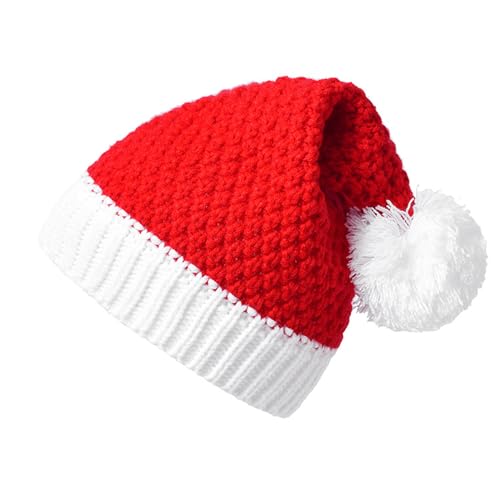 YEKEYI Weihnachtsmütze Xmas Holiday Hat Winter Hüte Santa Hut für Xmas Neujahr Party Kopfbedeckung, Rot/Ausflug, einfarbig (Getaway Solids), Einheitsgröße von YEKEYI