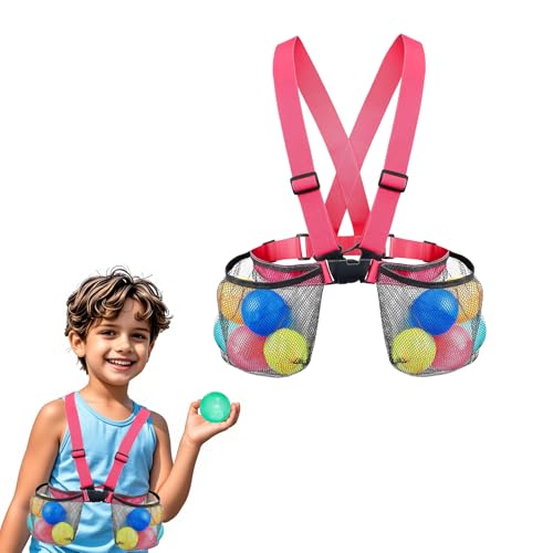 Kinder Wasser Ballons Jacke – Wiederverwendbare Wasserbomben Weste mit Mesh-Beutel, Schnellfüllbare Taktische Tasche für Wasserballons Magnetischer für Outdoor-Spiele Garten Strand Pool (Pink) von YELKOEYN