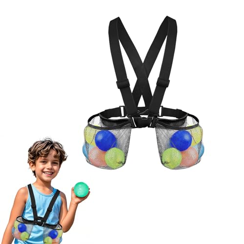 Kinder Wasser Ballons Jacke – Wiederverwendbare Wasserbomben Weste mit Mesh-Beutel, Schnellfüllbare Taktische Tasche für Wasserballons Magnetischer für Outdoor-Spiele Garten Strand Pool (Schwarz) von YELKOEYN