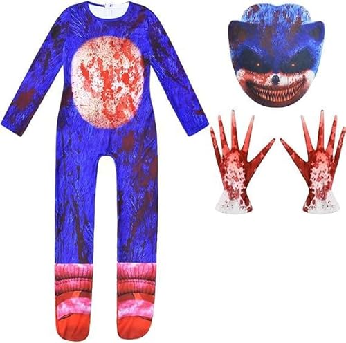 YELKOEYN Monster Kostüm - Schwarze Katze Monster Outfit Kinder, Poppy Playtime Gruselige Halloween-Kostüme für Kinder, Halloween-Outfit für Jungen, Einteiler-Masken, mit Handschuhen und Zubehör von YELKOEYN
