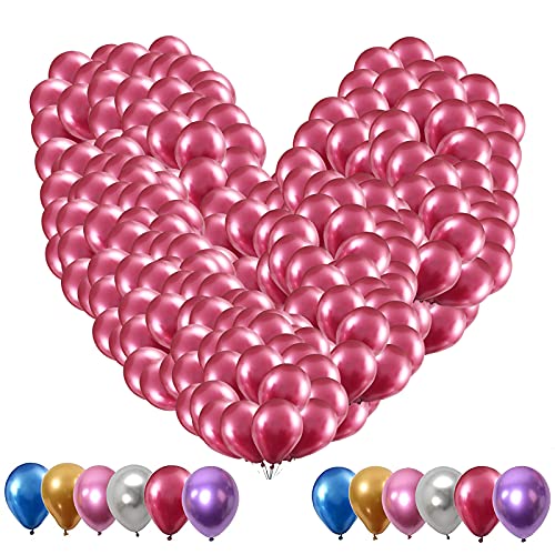 100 Stück Rosa Metallic Luftballons Set,5 Zoll Glänzendes Luftballons Helium, Latexballons Partyballon Ballons Metallic für Geburtstagsdeko, Baby Shower, Babypartys, Hochzeitsdeko, Party Dekoration von YELYAN