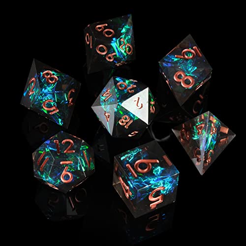 Sharp Edge DND-Würfel-Set, handgefertigt, 7 Zubehör-Würfel für Dungeons and Dragons, TTRPG-Spiele, mehrseitiges RPG, polyedrisches Harz, scharfe Kanten, Rollenspiele, Shadowrun Pathfinder, MTG Sharp Edge DND-Würfel-Set, handgefertigt, 7 Zubehör-Würfel für Dungeons and Dragons, TTRPG-Spiele, mehrseitiges RPG, polyedrisches Harz, scharfe Kanten, Rollenspiele, Shadowrun Pathfinder, MTG von YEMEKO